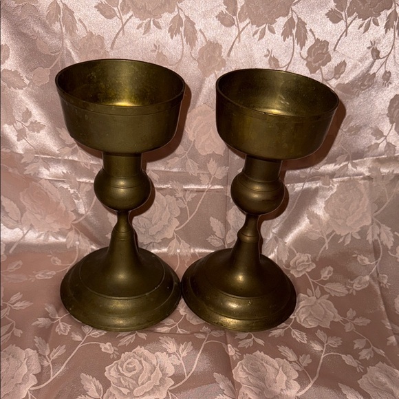 None Other - Vintage Solid Brass Candle Holders